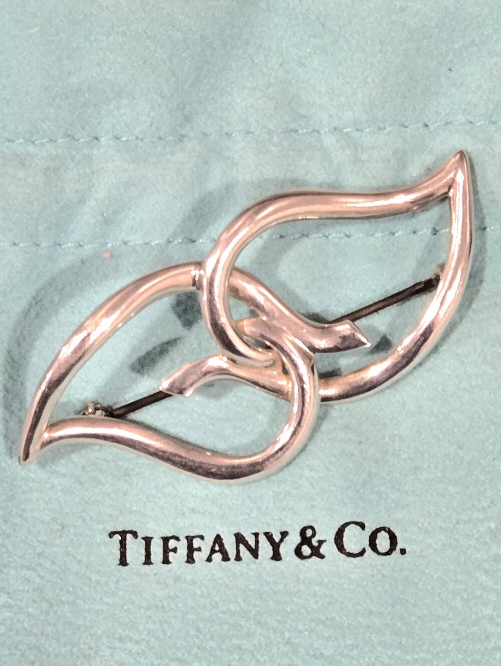 #160 - Tiffany & Co. Double Leaf Brooch, Sterling Silver 925